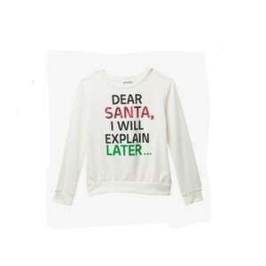 Ten Sixty Sherman Girl Dear Santa Christmas Sweatshirt White Size XL 2156